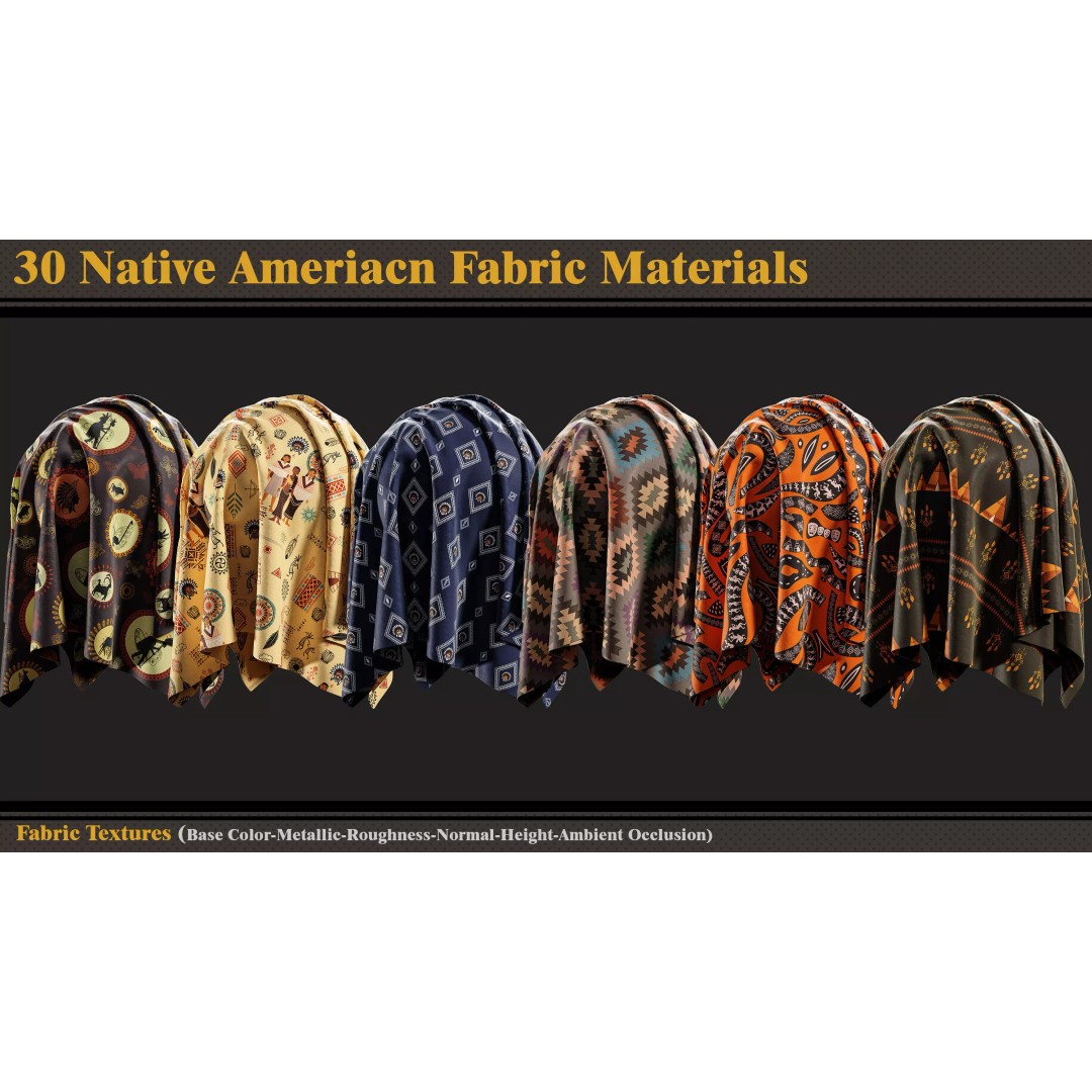 Native American Fabric Materials 3D Model – Textures Pack, PBR 4K - View 6