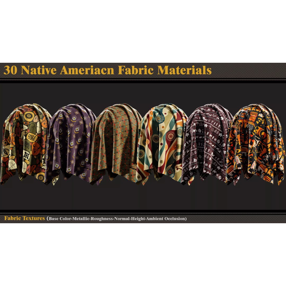 Native American Fabric Materials 3D Model – Textures Pack, PBR 4K - View 7