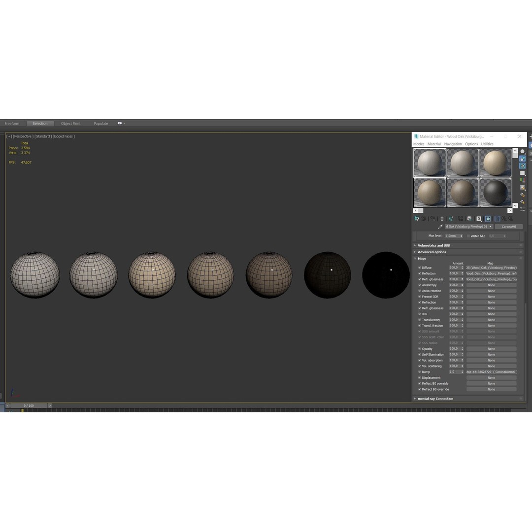Oak Wood Material 3D Model – 7 Color Textures, PBR, FBX, OBJ - View 12