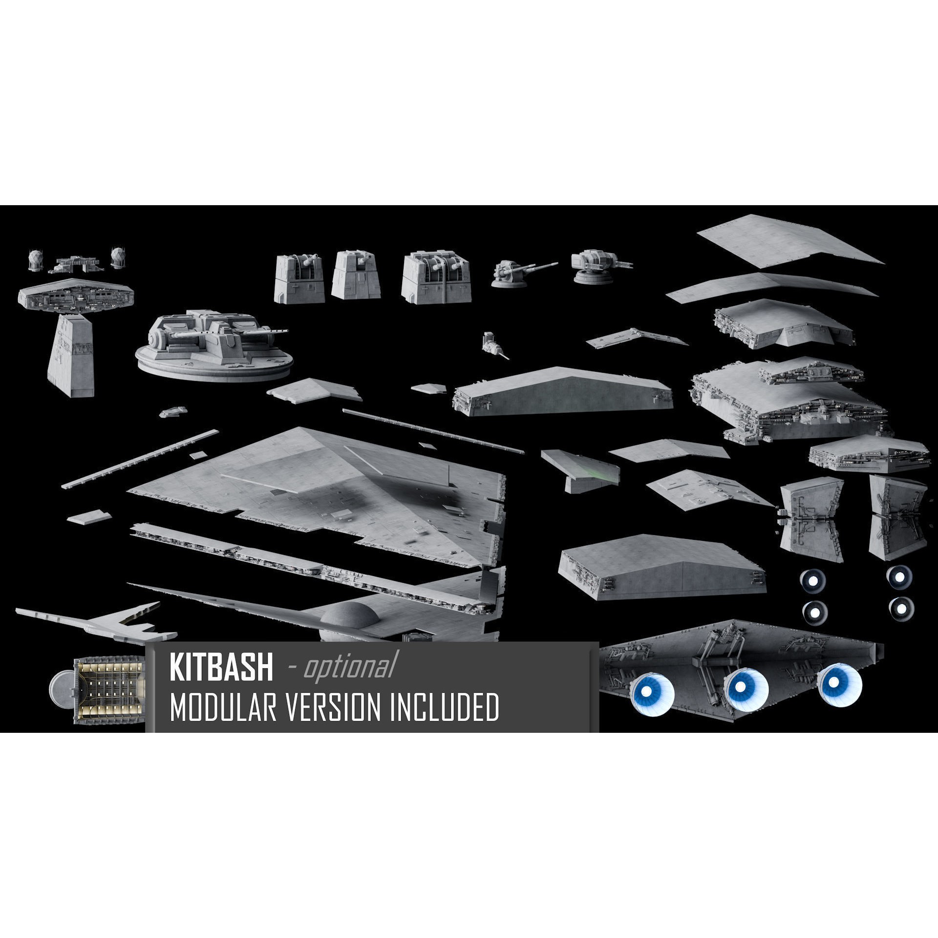 Imperial II-Class Star Destroyer - Game-Ready 3D Model - View 13
