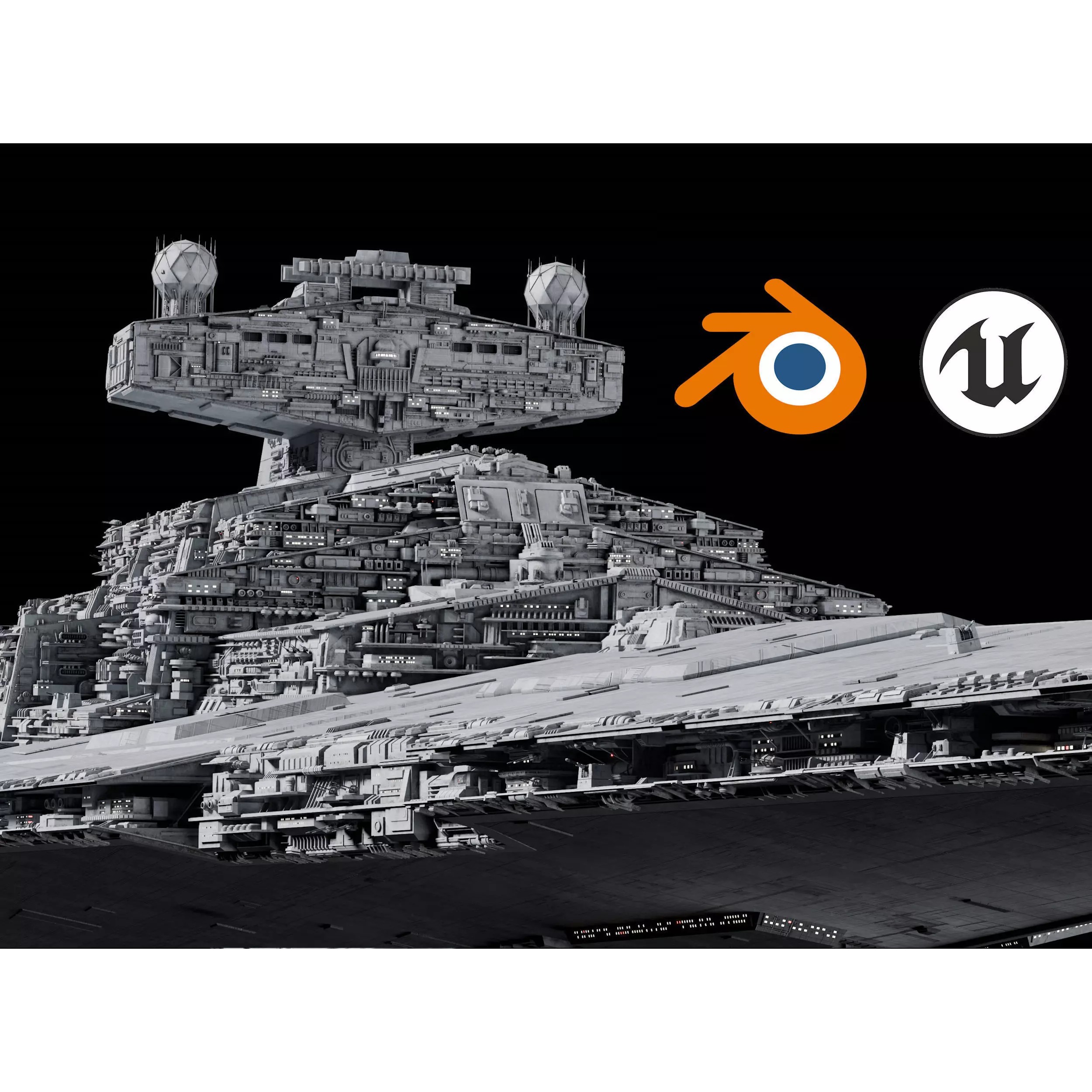 Imperial II-Class Star Destroyer - Game-Ready 3D Model - View 2
