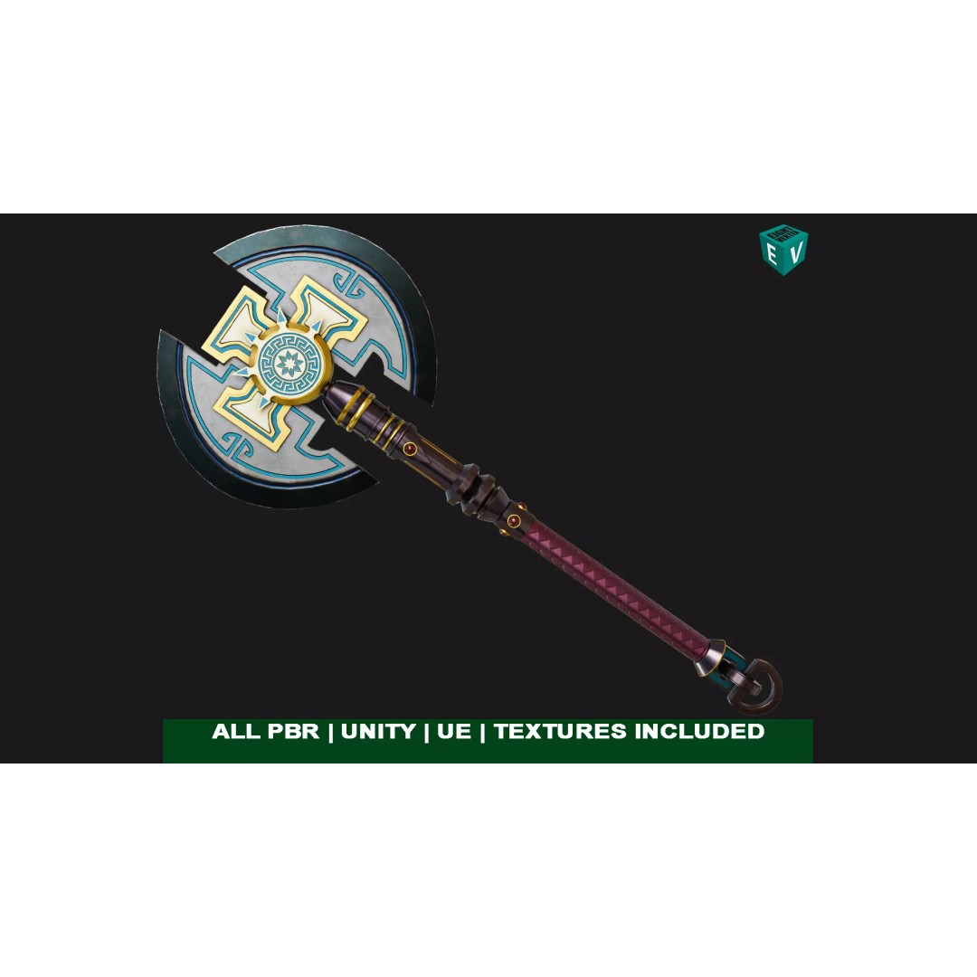 Battle Axe 3D Model – Low Poly PBR Weapon for Games, FBX - View 2