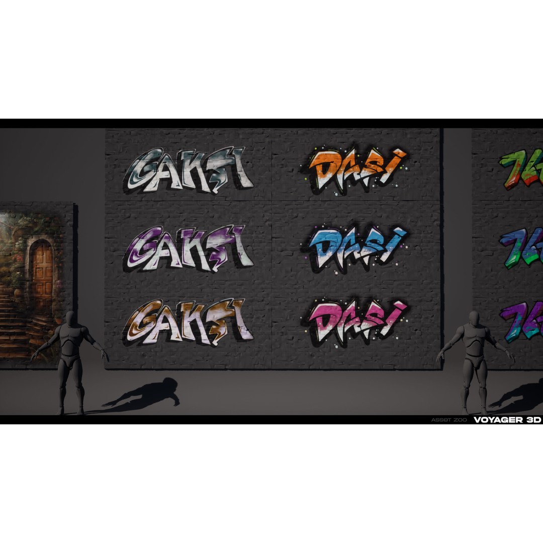 Graffiti 3D Model – Realistic Decal Pack with PBR Textures - View 11