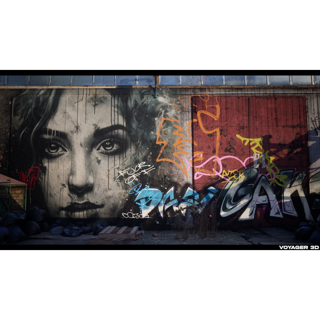 Graffiti 3D Model – Realistic Decal Pack with PBR Textures - View 5