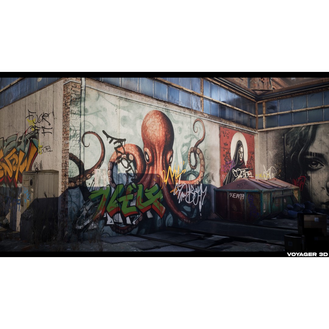 Graffiti 3D Model – Realistic Decal Pack with PBR Textures - View 6