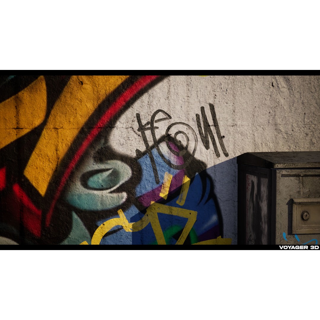 Graffiti 3D Model – Realistic Decal Pack with PBR Textures - View 8