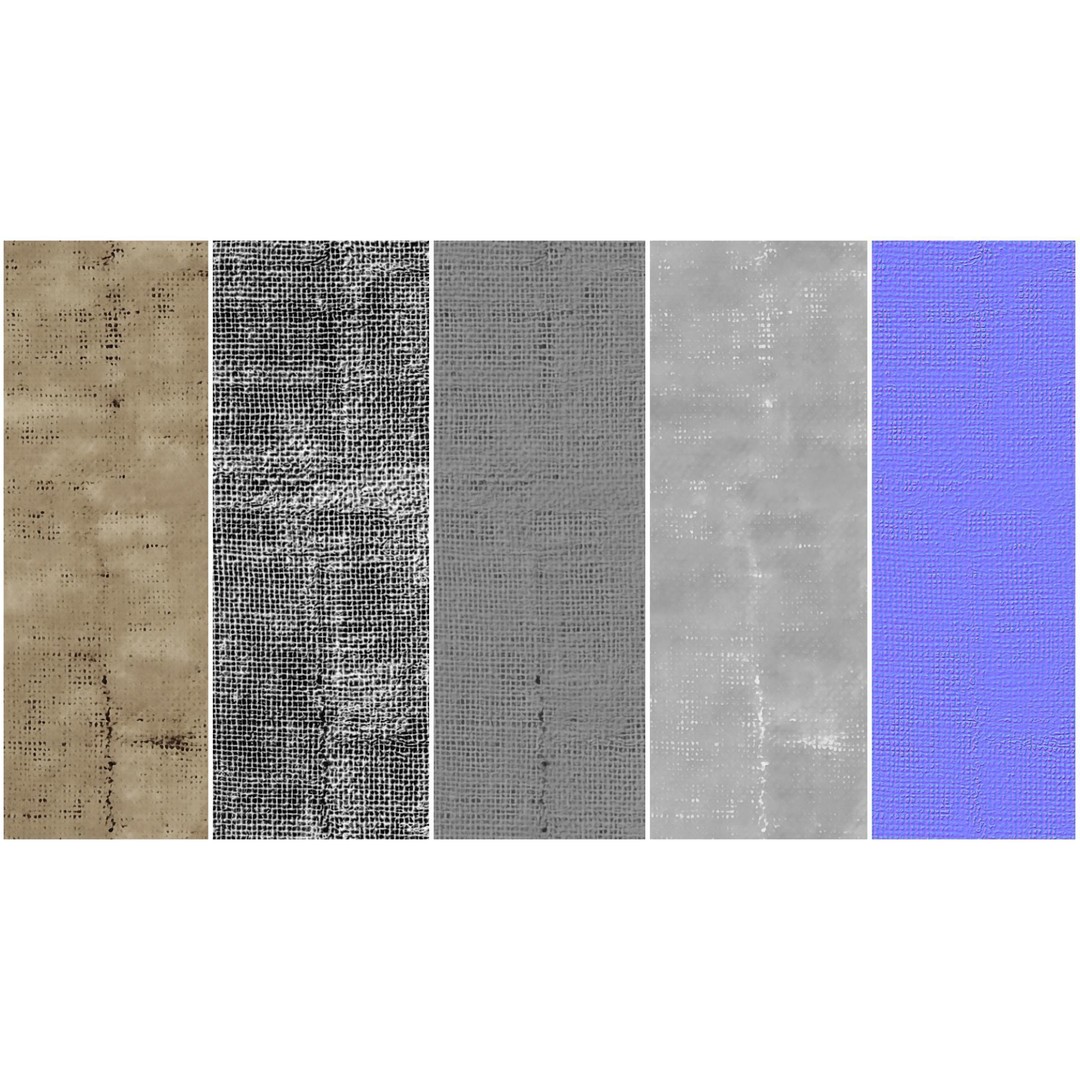 Vintage Hemp Textures 3D Model – 4K Seamless PBR Textures, PNG - View 3