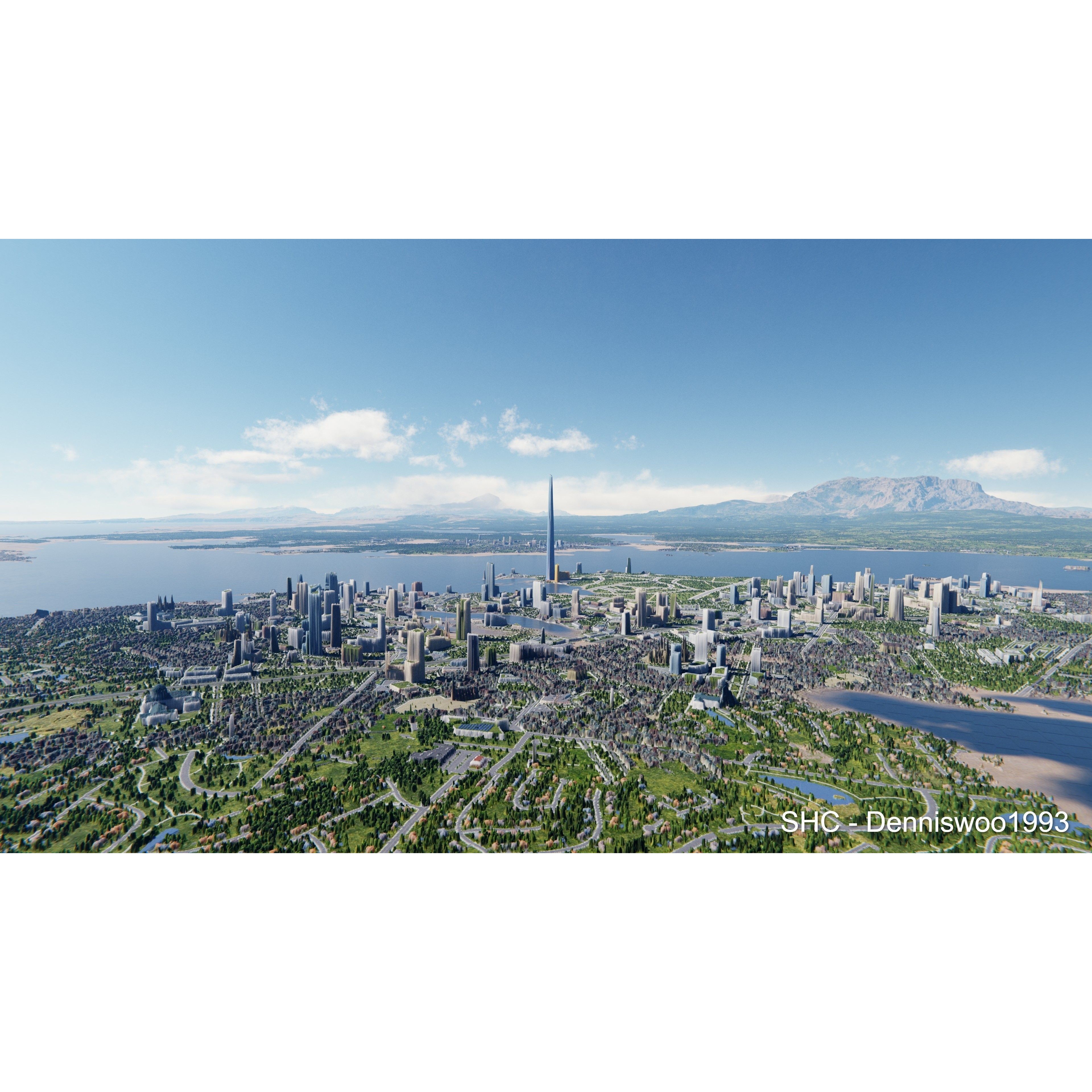 Large Scale Procedural Planet with 3D Cities - 3D Model - View 3