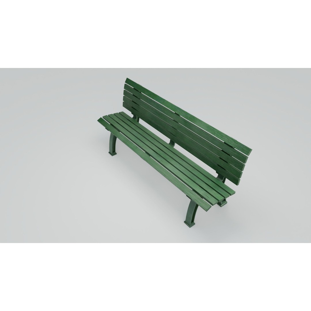 Sports Bench 3D Model – Low Poly Outdoor Furniture with PBR Textures - View 12