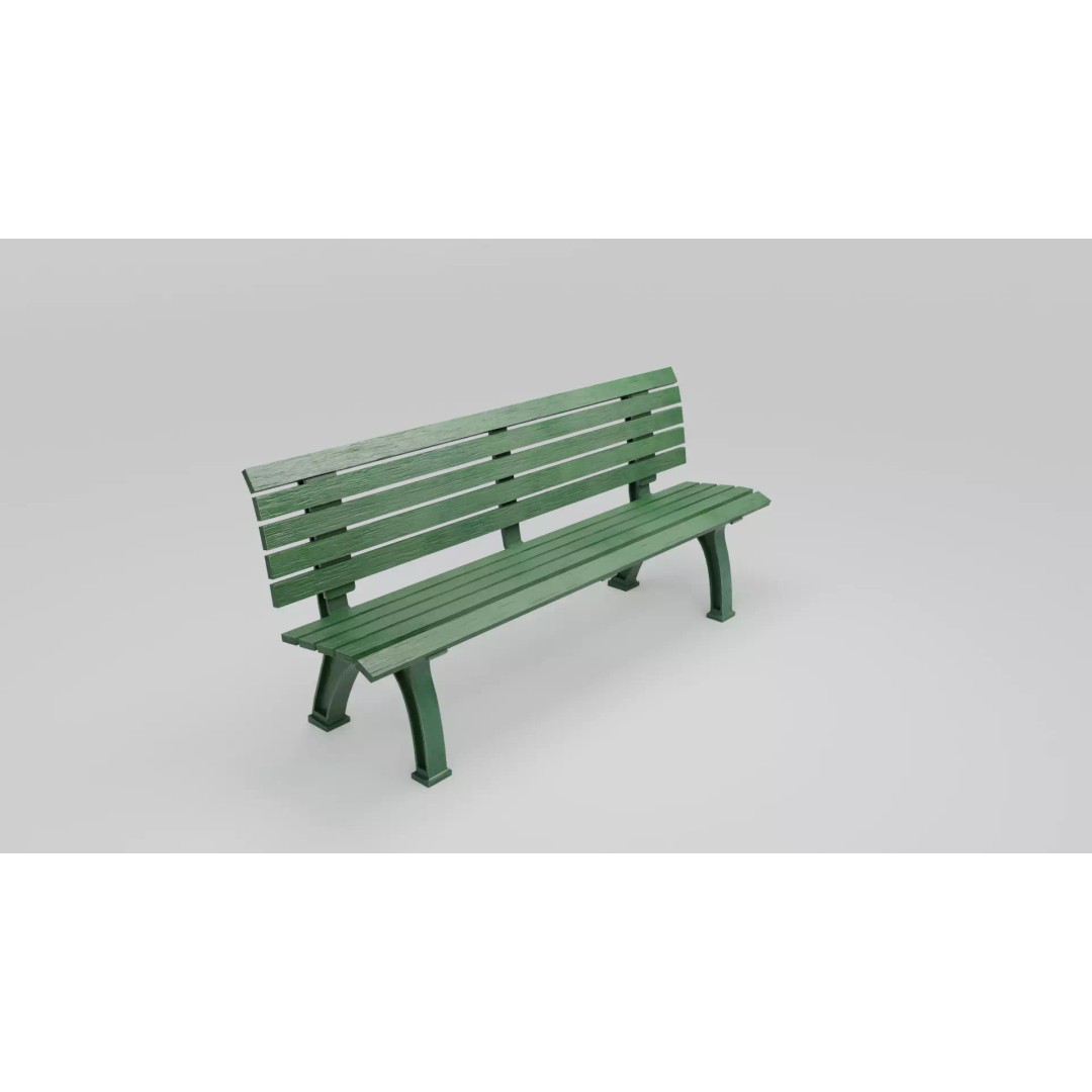 Sports Bench 3D Model – Low Poly Outdoor Furniture with PBR Textures - View 2