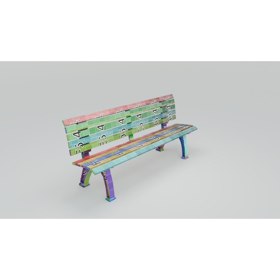 Sports Bench 3D Model – Low Poly Outdoor Furniture with PBR Textures - View 3