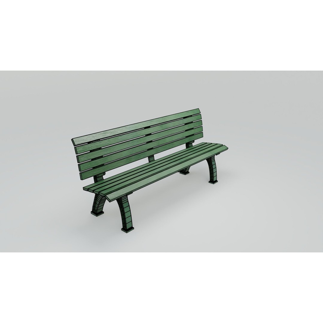 Sports Bench 3D Model – Low Poly Outdoor Furniture with PBR Textures - View 4