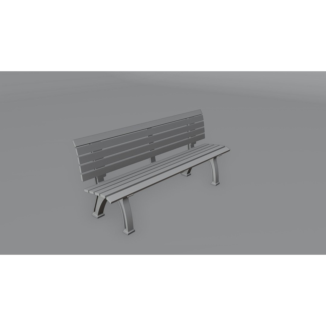 Sports Bench 3D Model – Low Poly Outdoor Furniture with PBR Textures - View 5
