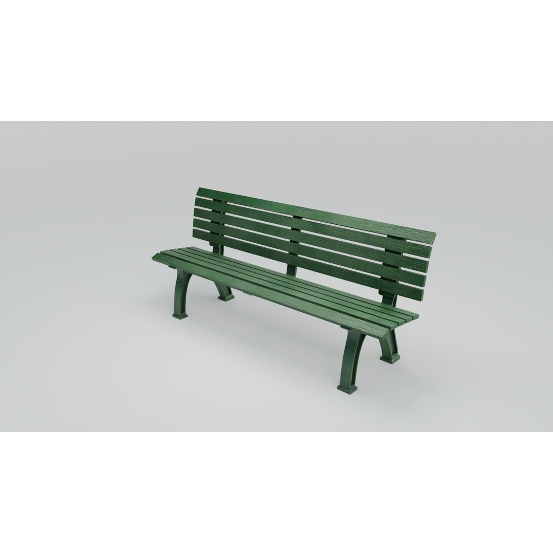 Sports Bench 3D Model – Low Poly Outdoor Furniture with PBR Textures - View 8