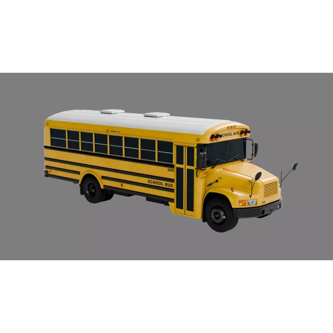 Low Poly School Bus 3D Model – Game Ready with 4K Textures, FBX - View 2