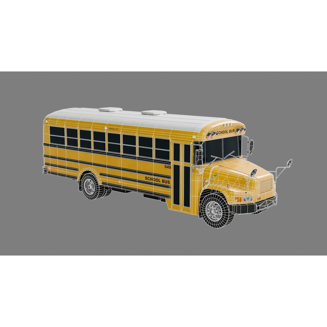 Low Poly School Bus 3D Model – Game Ready with 4K Textures, FBX - View 4