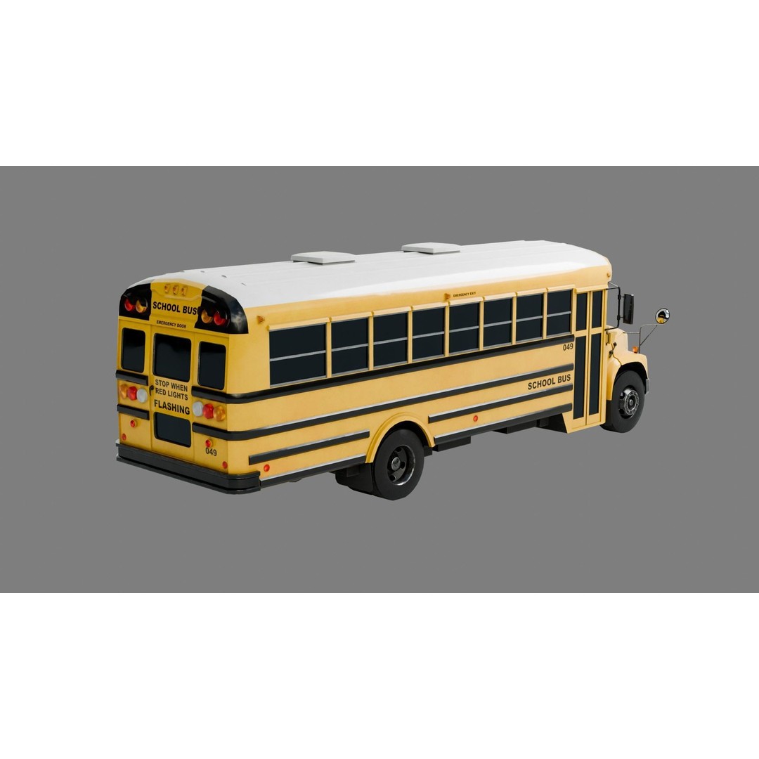 Low Poly School Bus 3D Model – Game Ready with 4K Textures, FBX - View 5