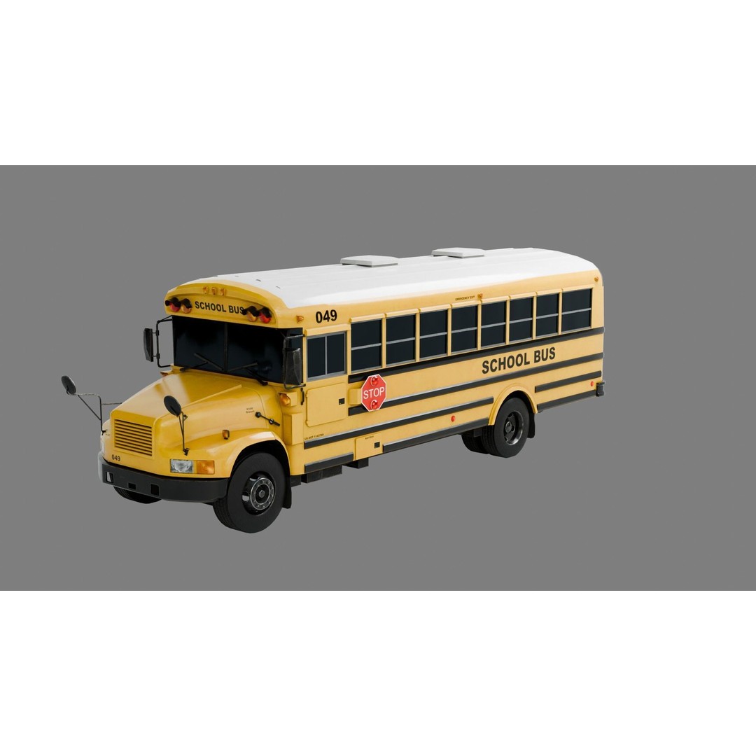 Low Poly School Bus 3D Model – Game Ready with 4K Textures, FBX - View 7