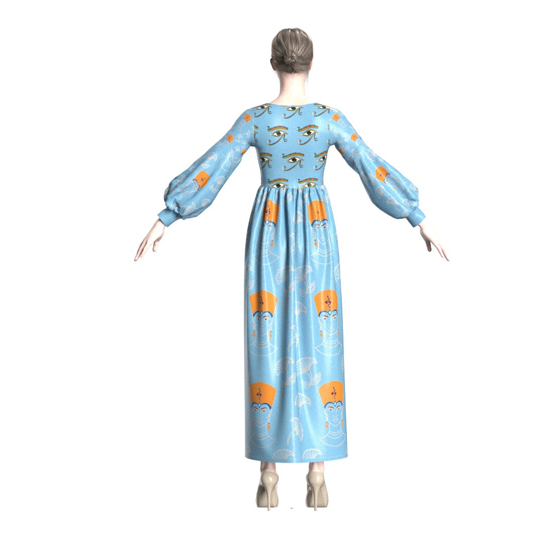 Egyptian Maxi Gown 3D Model – Clo3D Fashion Asset, FBX, OBJ - View 10
