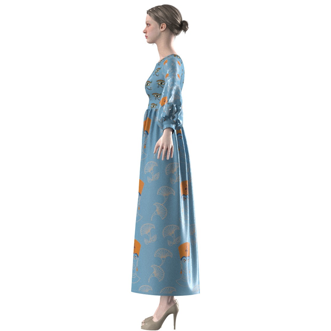 Egyptian Maxi Gown 3D Model – Clo3D Fashion Asset, FBX, OBJ - View 13