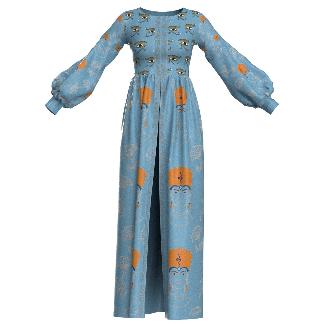 Egyptian Maxi Gown 3D Model – Clo3D Fashion Asset, FBX, OBJ - View 4