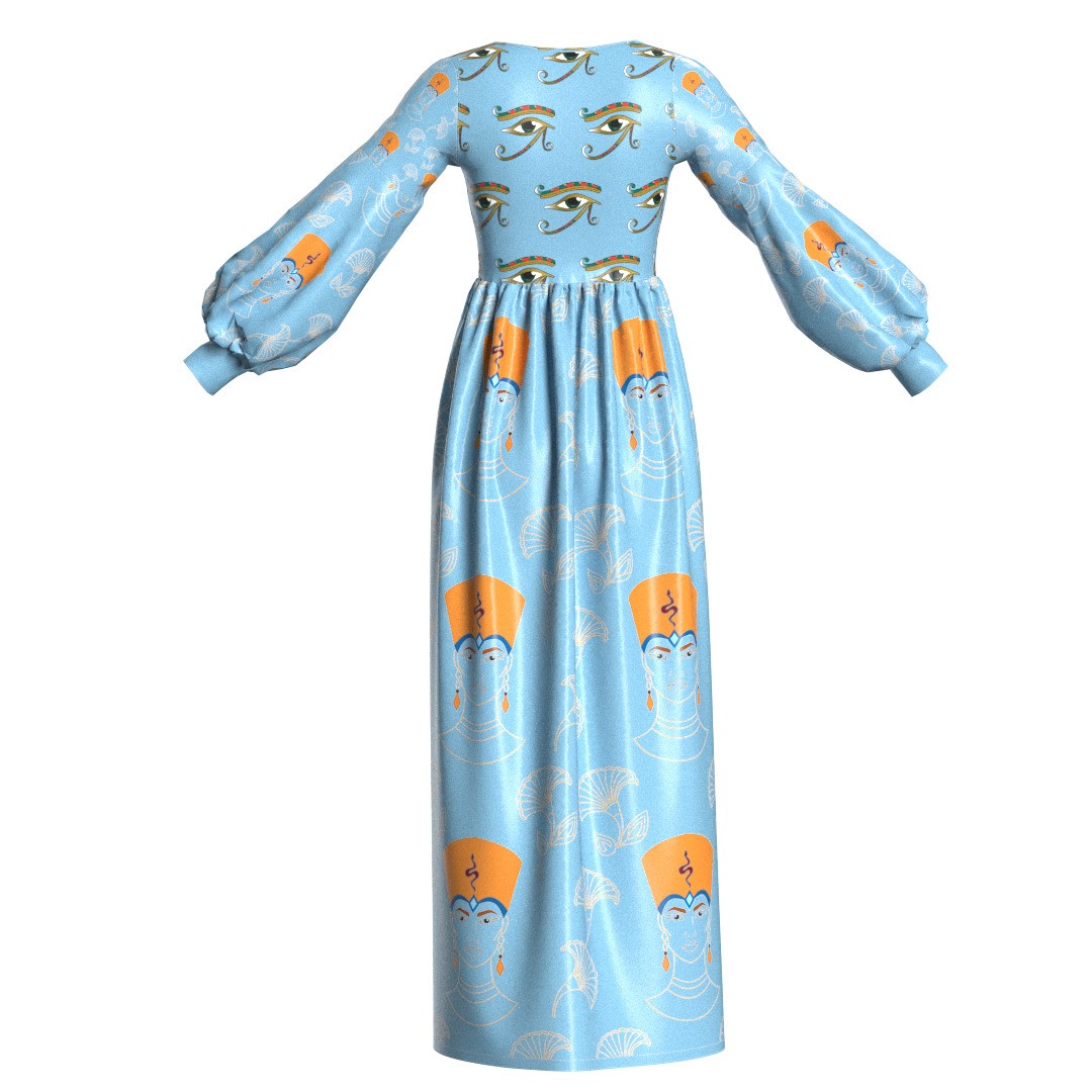 Egyptian Maxi Gown 3D Model – Clo3D Fashion Asset, FBX, OBJ - View 6
