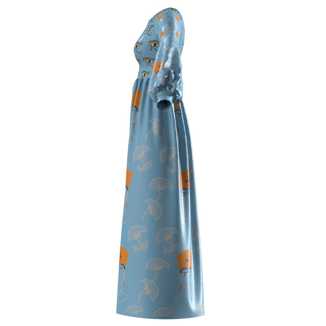 Egyptian Maxi Gown 3D Model – Clo3D Fashion Asset, FBX, OBJ - View 9