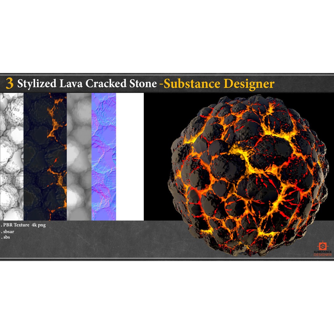 Stylized Rock and Lava 3D Model – PBR Textures for Game Assets - View 14