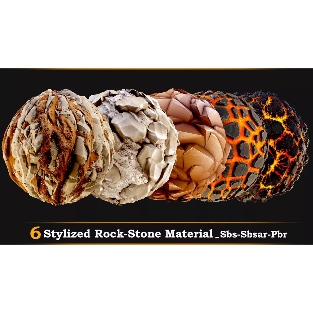 Stylized Rock and Lava 3D Model – PBR Textures for Game Assets - View 2