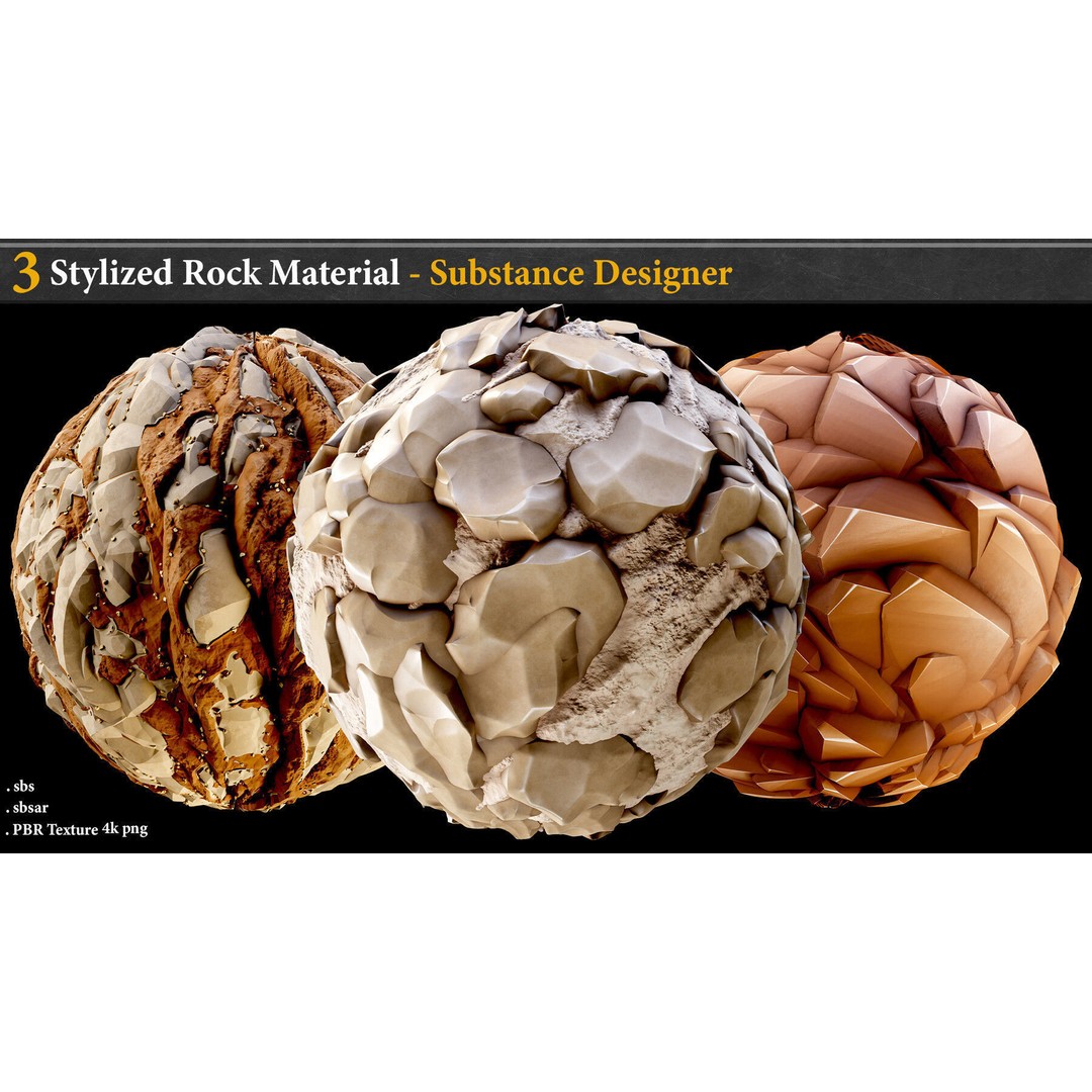 Stylized Rock and Lava 3D Model – PBR Textures for Game Assets - View 3