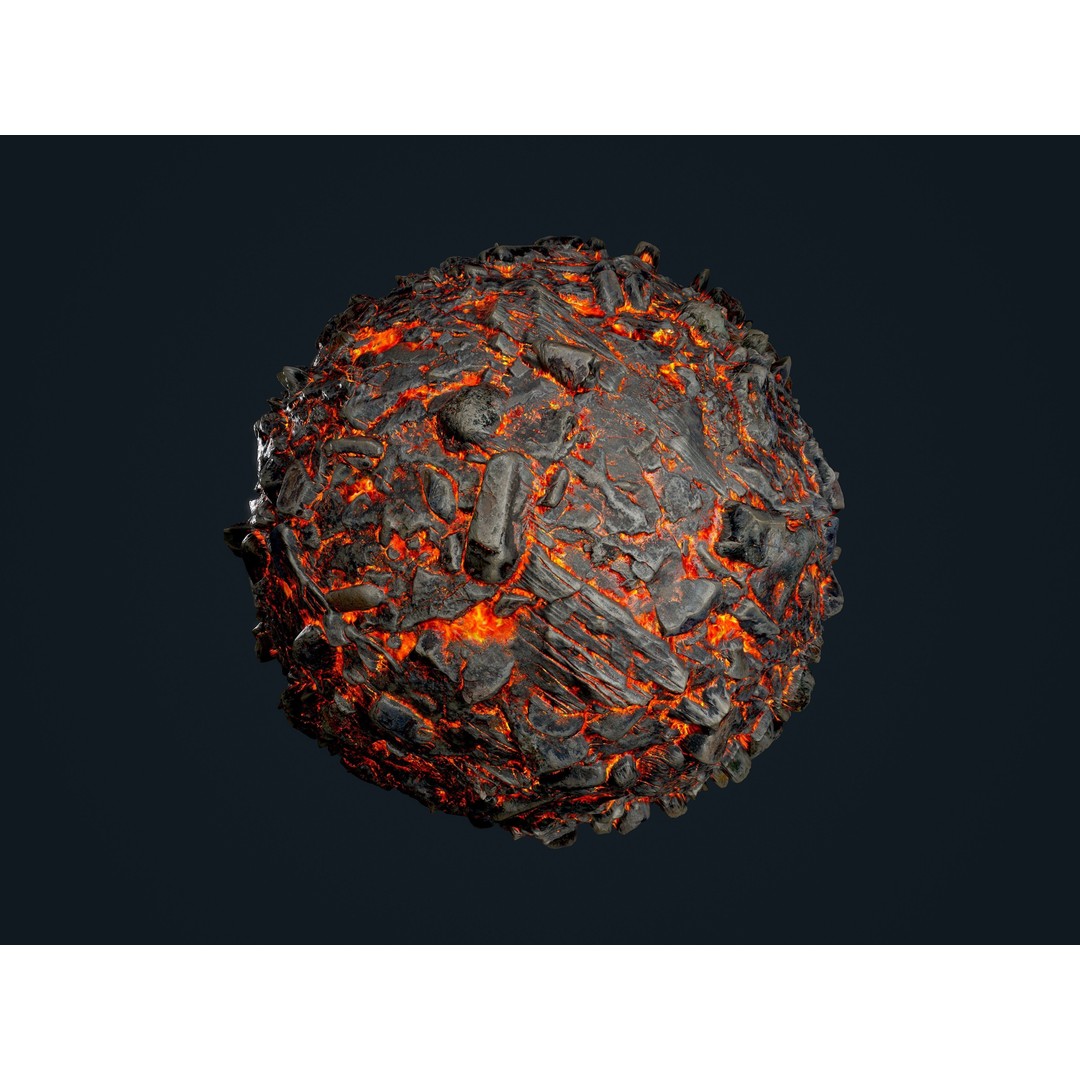Lava Ground Terrain 3D Model – Seamless PBR Textures Pack, FBX