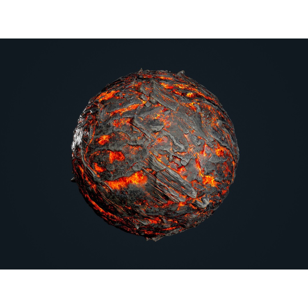 Lava Ground Terrain 3D Model – Seamless PBR Textures Pack, FBX - View 3
