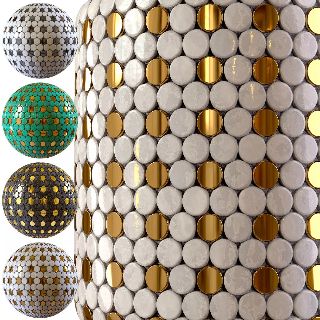 Steel and Marble Tile PBR Texture 3D Model – 4 Colors, High-Quality Textures - View 2