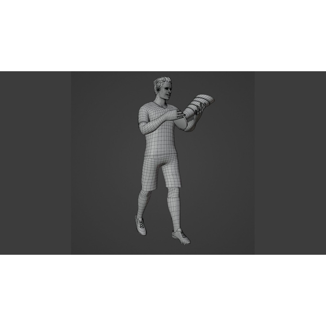 Football Player 3D Model – Low Poly Game Ready Character, FBX - View 10