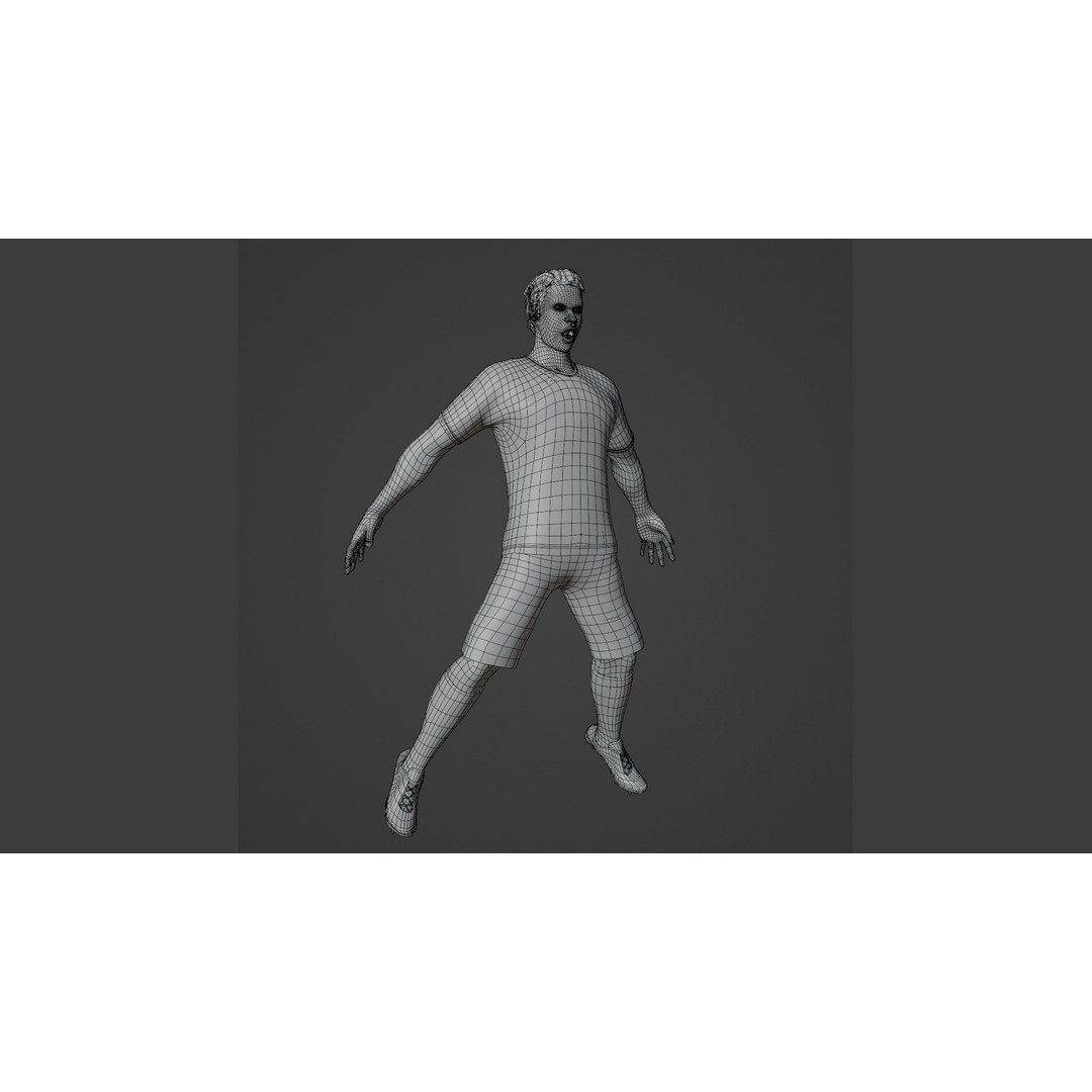 Football Player 3D Model – Low Poly Game Ready Character, FBX - View 12
