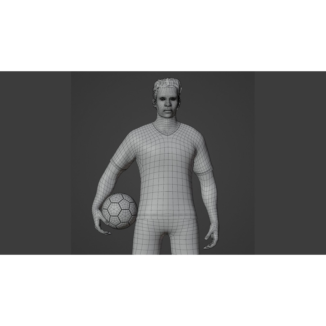 Football Player 3D Model – Low Poly Game Ready Character, FBX - View 13