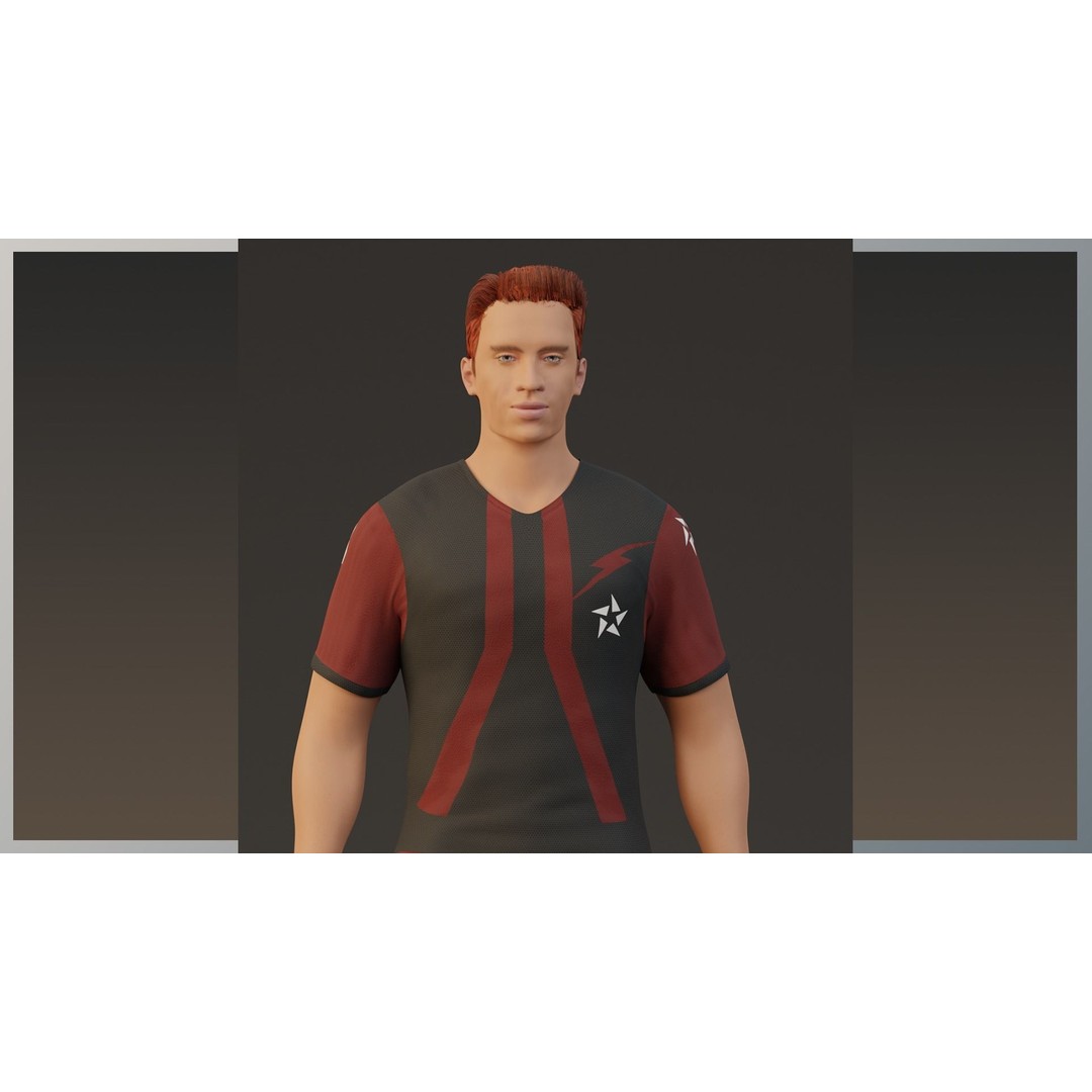 Football Player 3D Model – Low Poly Game Ready Character, FBX - View 4