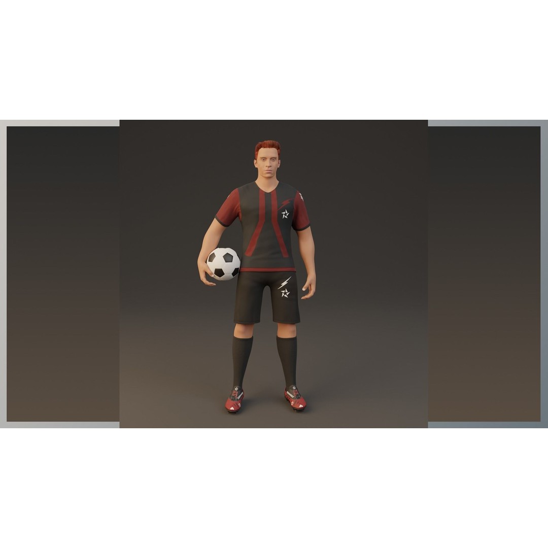 Football Player 3D Model – Low Poly Game Ready Character, FBX - View 5