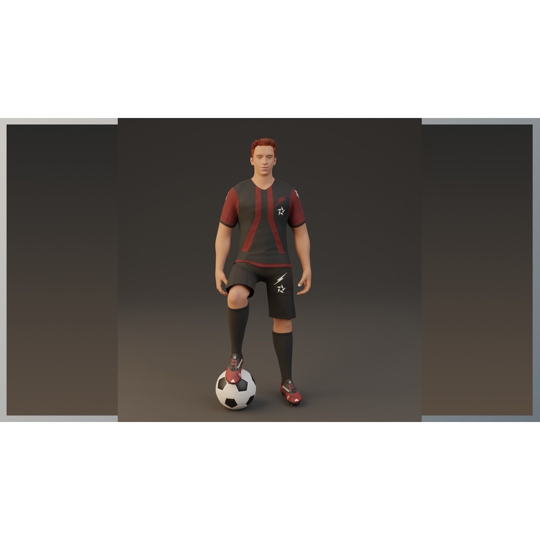 Football Player 3D Model – Low Poly Game Ready Character, FBX - View 6