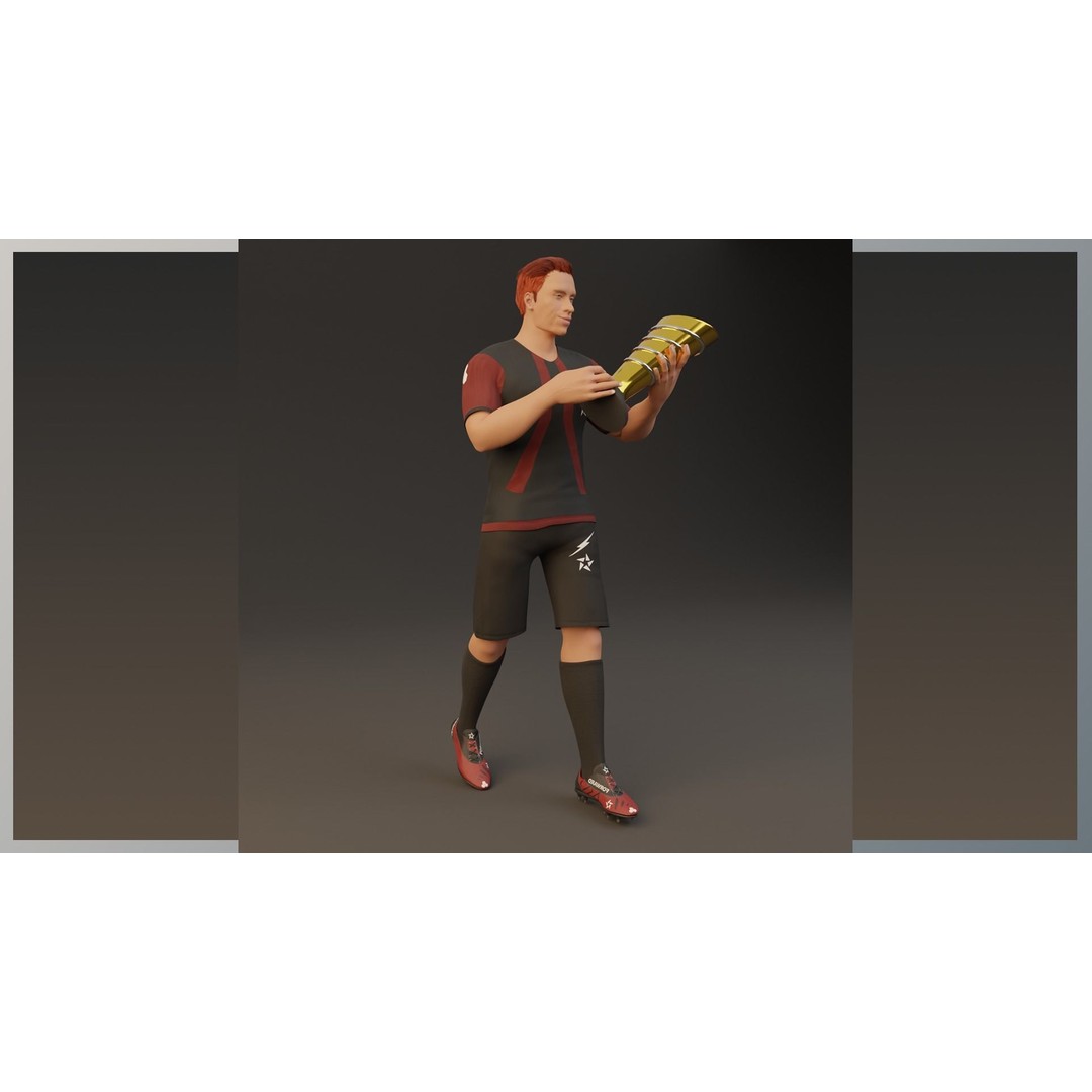 Football Player 3D Model – Low Poly Game Ready Character, FBX - View 7