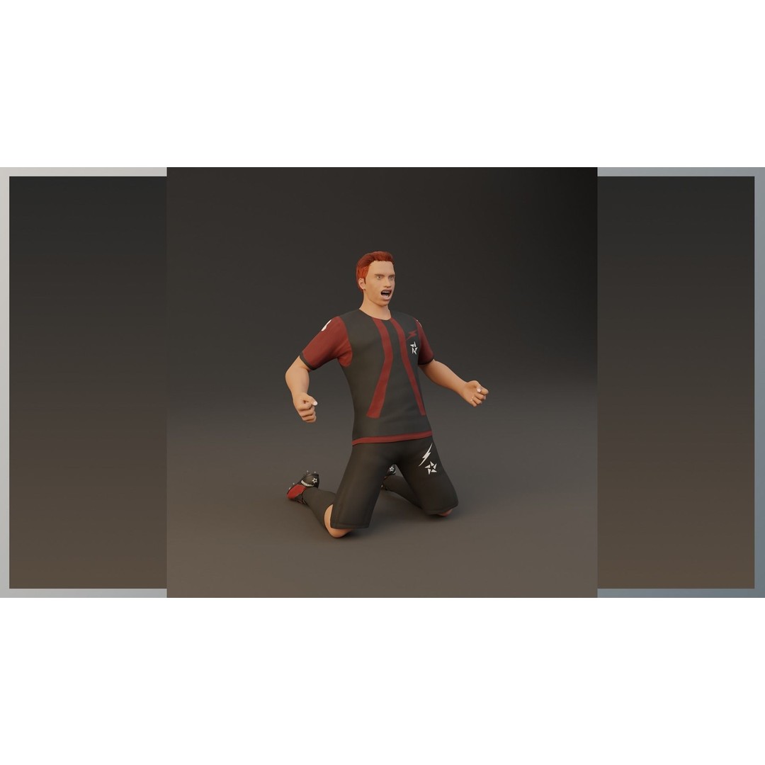 Football Player 3D Model – Low Poly Game Ready Character, FBX - View 8