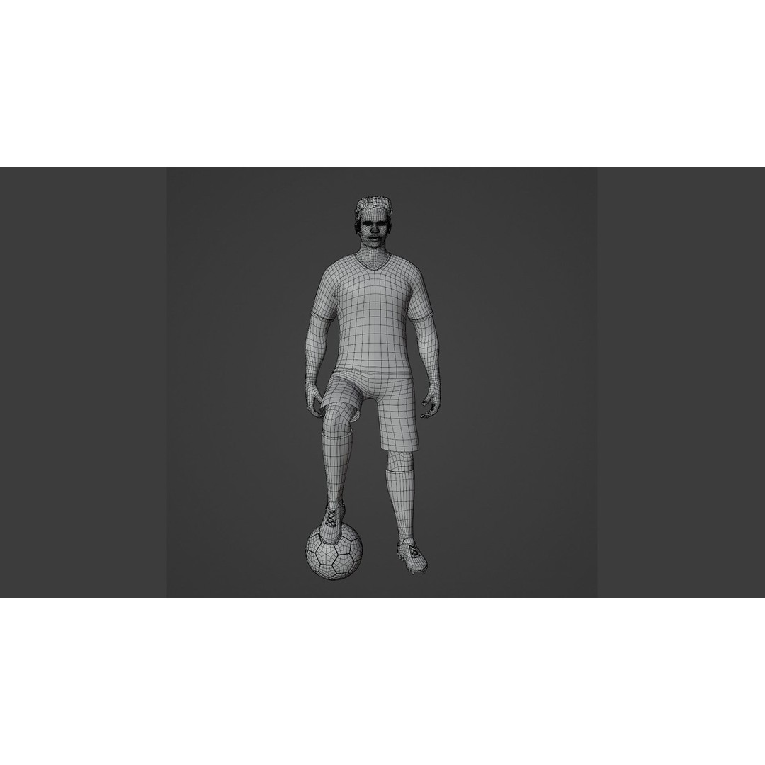 Football Player 3D Model – Low Poly Game Ready Character, FBX - View 9