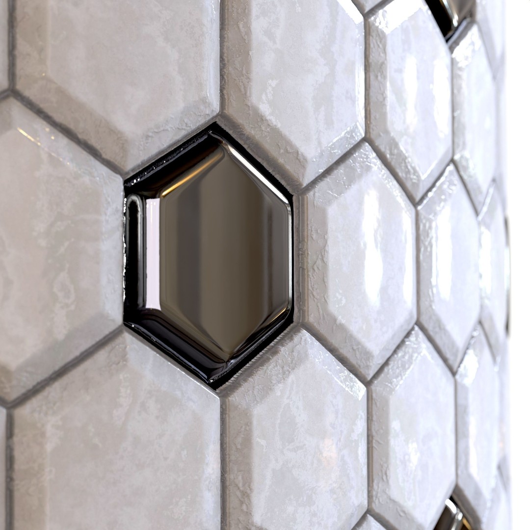 Steel and Marble Tile 3D Model – PBR Texture, 4 Colors, OBJ/MTL - View 10