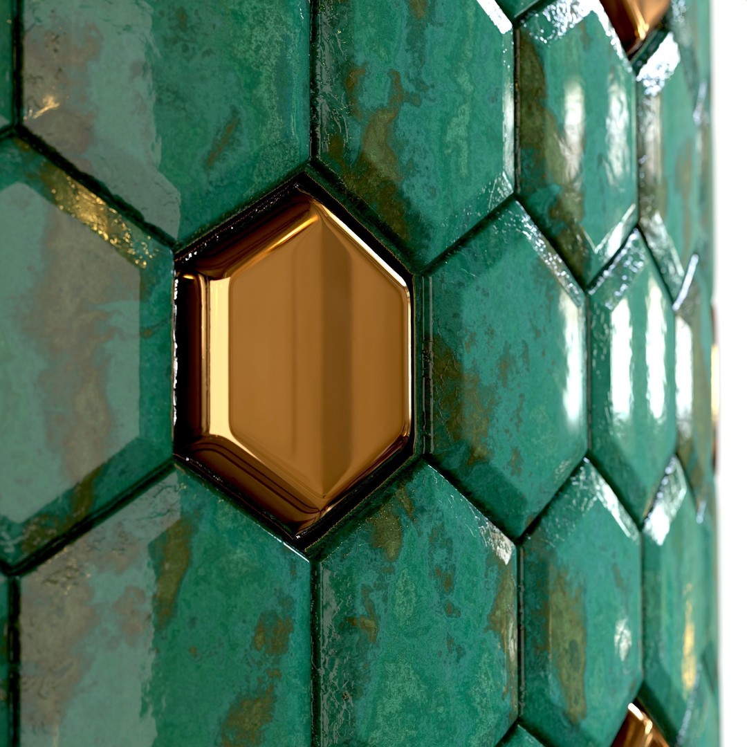Steel and Marble Tile 3D Model – PBR Texture, 4 Colors, OBJ/MTL - View 11