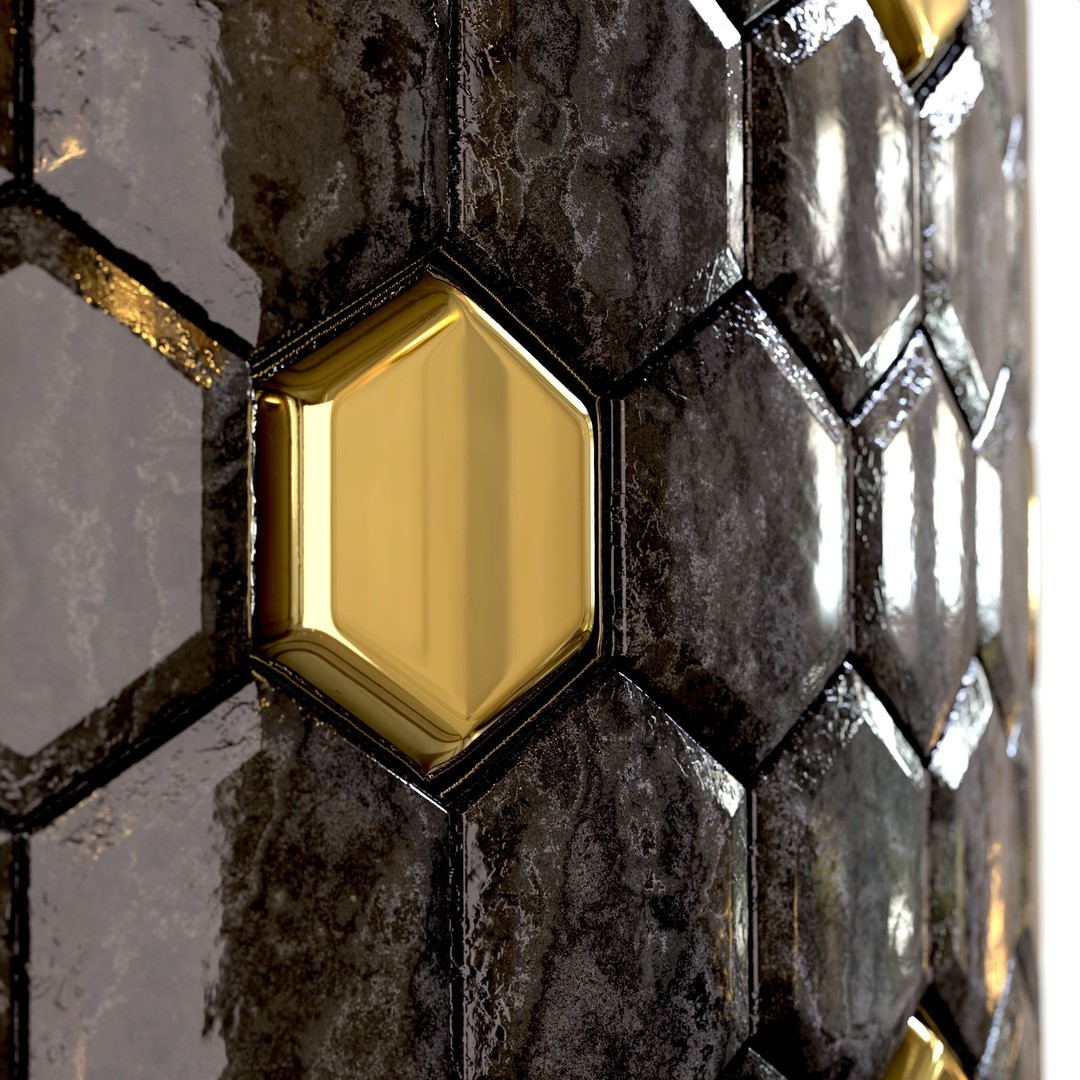 Steel and Marble Tile 3D Model – PBR Texture, 4 Colors, OBJ/MTL - View 12