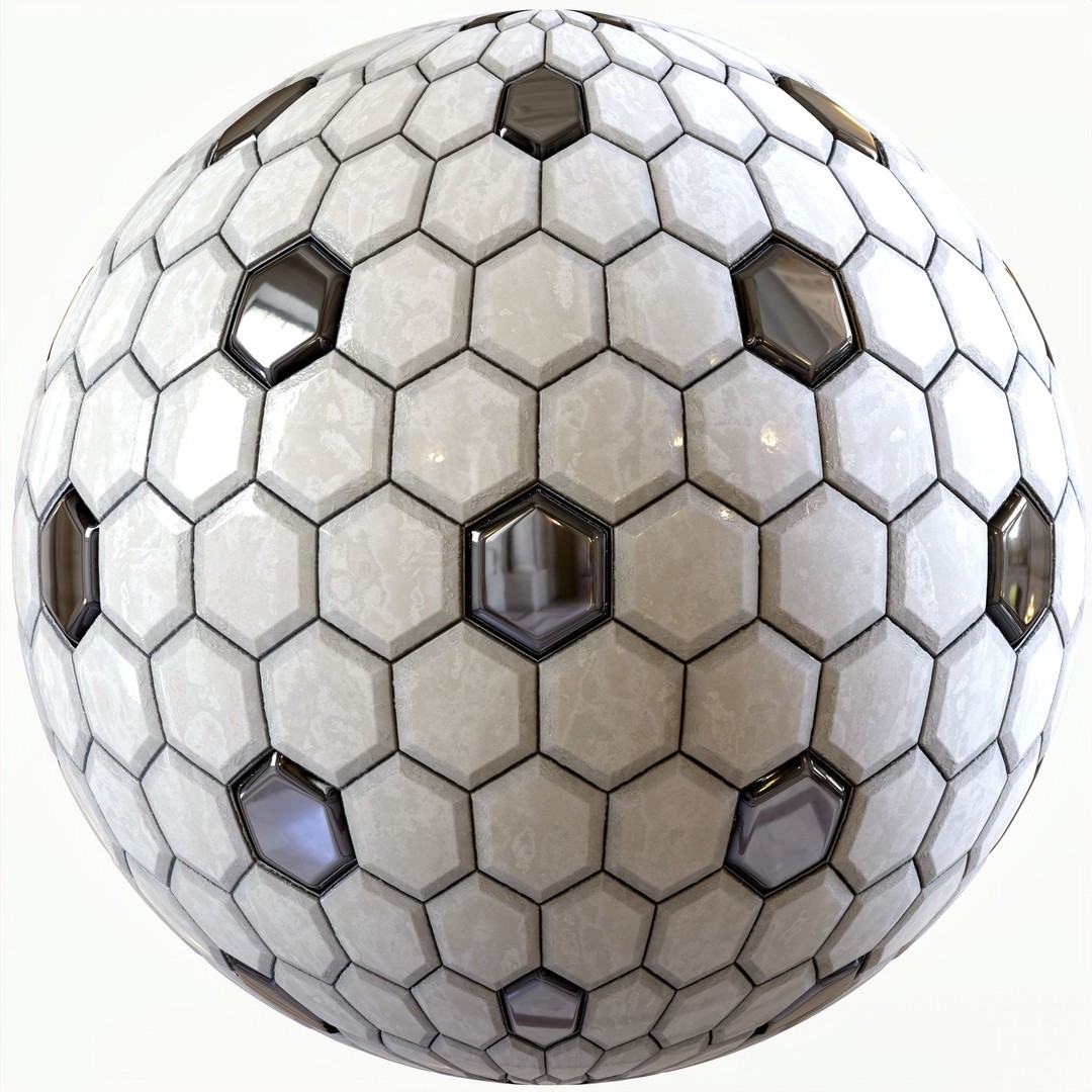 Steel and Marble Tile 3D Model – PBR Texture, 4 Colors, OBJ/MTL - View 14
