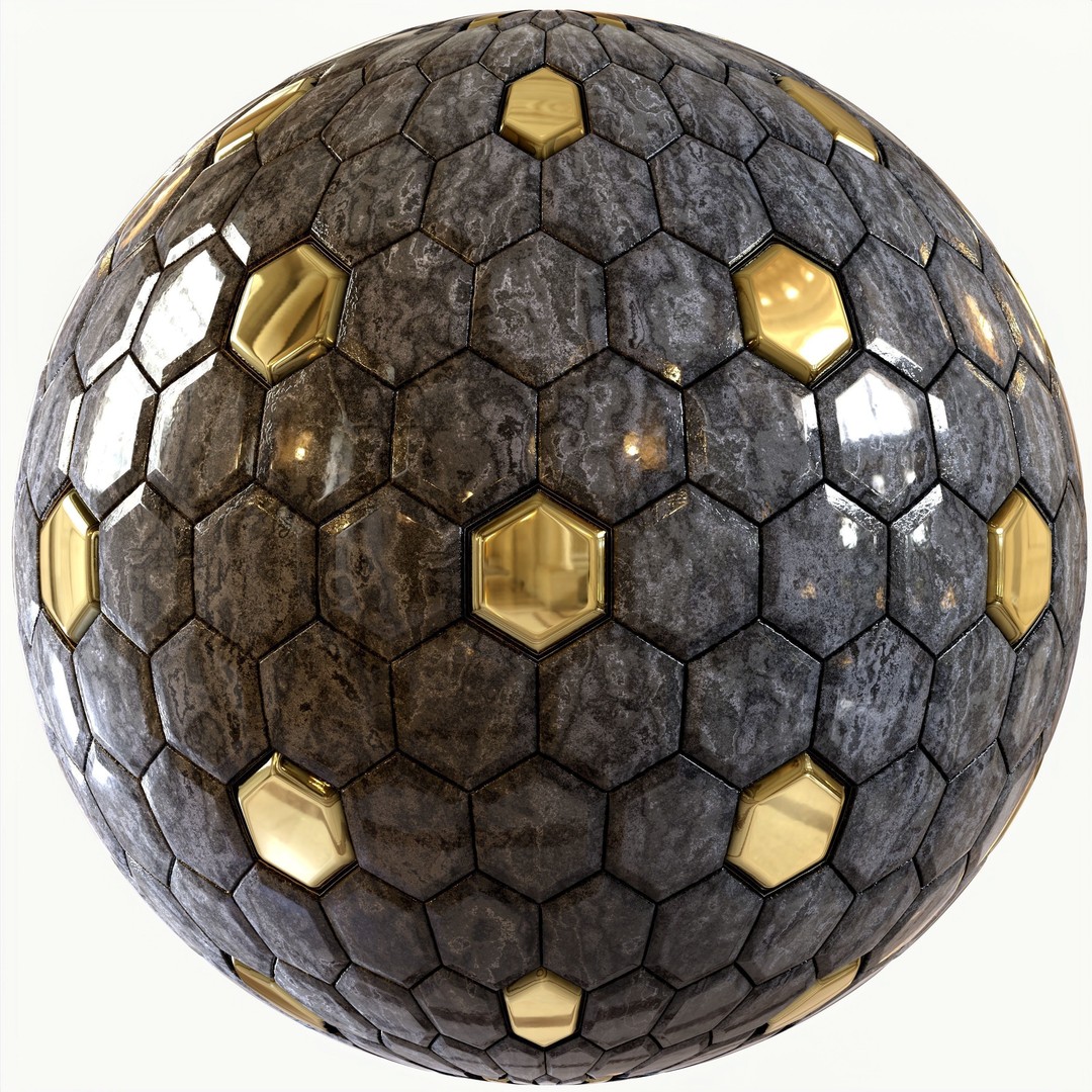 Steel and Marble Tile 3D Model – PBR Texture, 4 Colors, OBJ/MTL - View 16