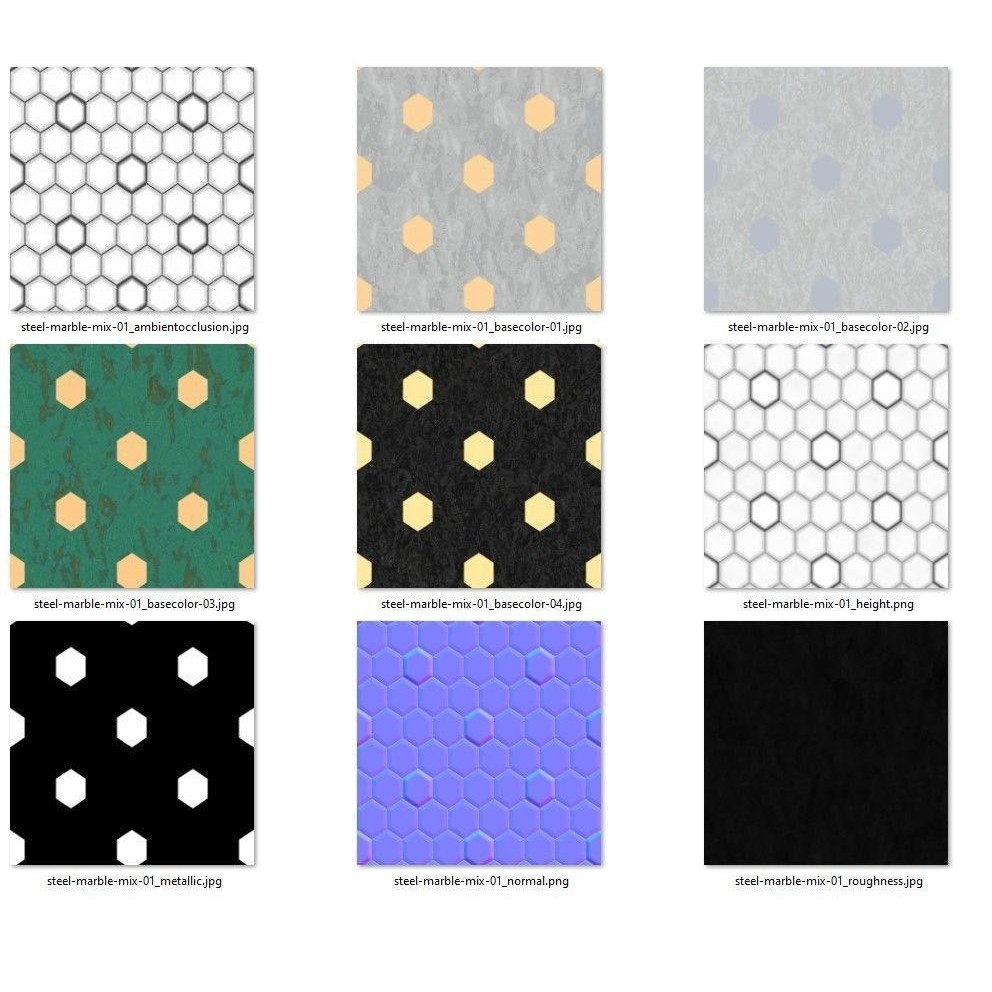 Steel and Marble Tile 3D Model – PBR Texture, 4 Colors, OBJ/MTL - View 17