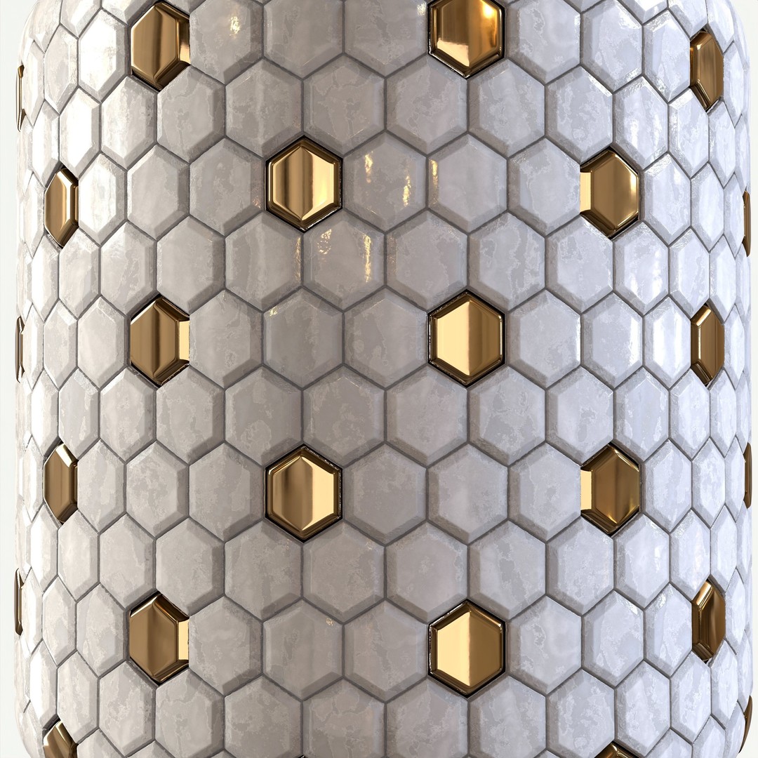 Steel and Marble Tile 3D Model – PBR Texture, 4 Colors, OBJ/MTL - View 5
