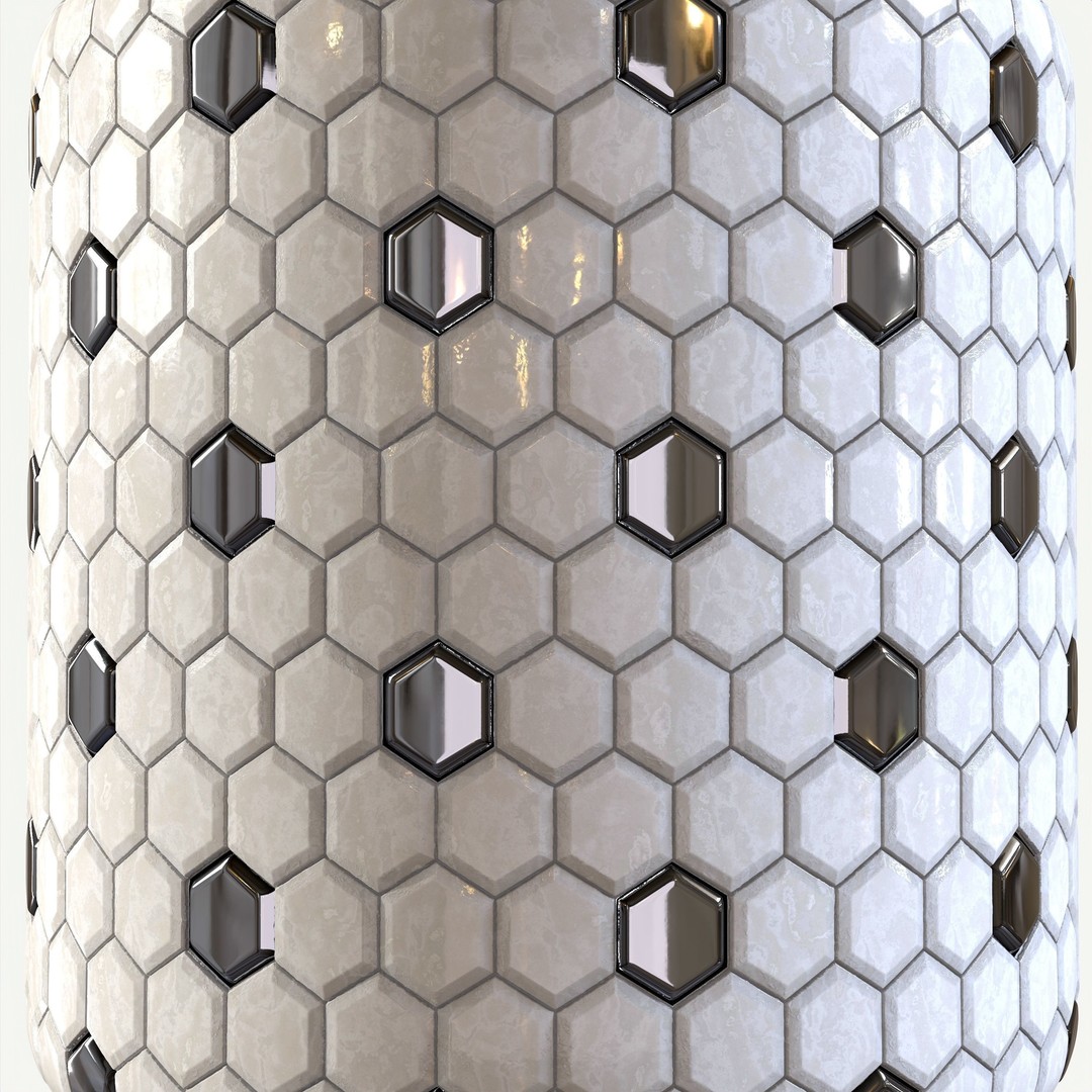Steel and Marble Tile 3D Model – PBR Texture, 4 Colors, OBJ/MTL - View 6